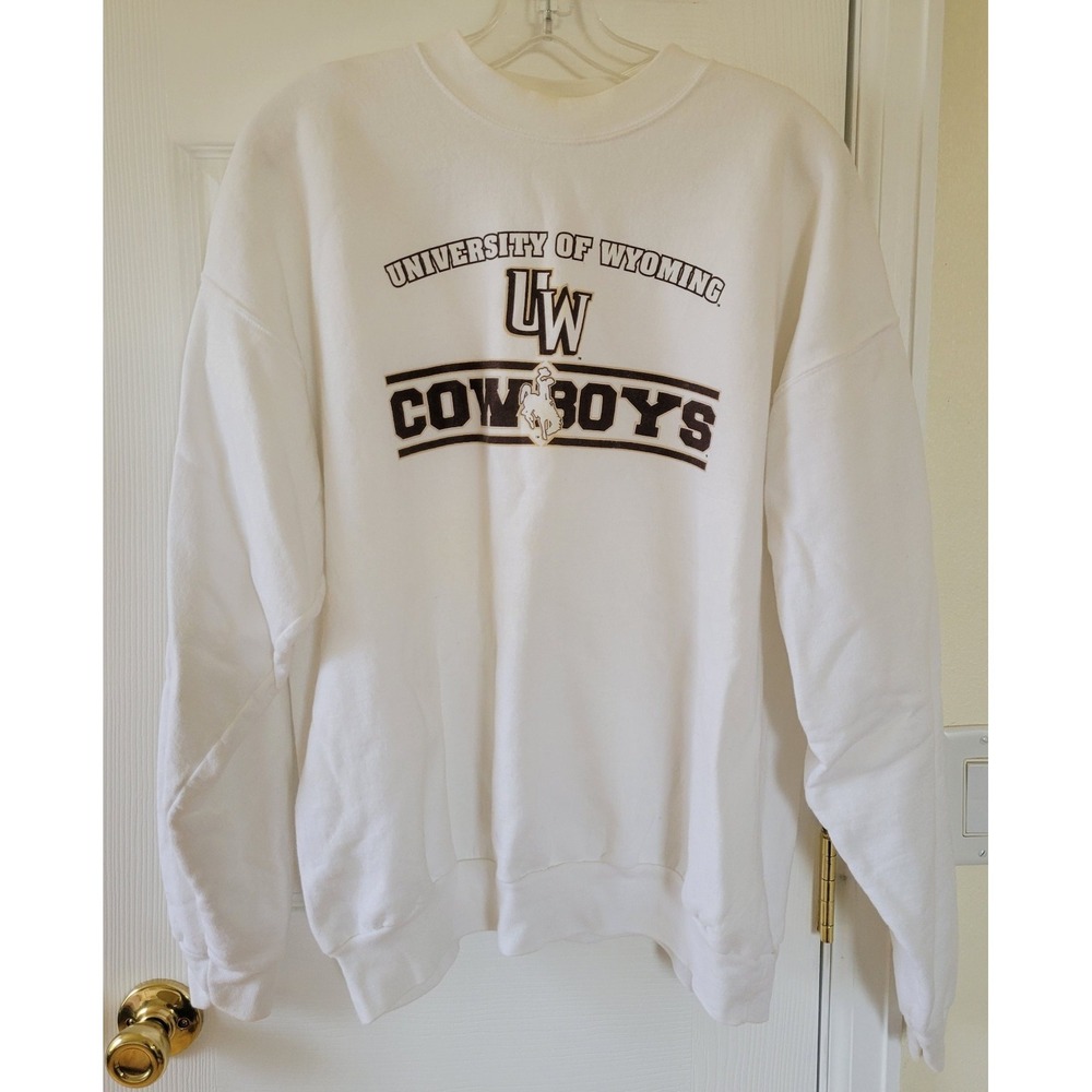 University‎ Of Wyoming Cowboys Sweatshirt White Size XL Crewneck Hanes UW